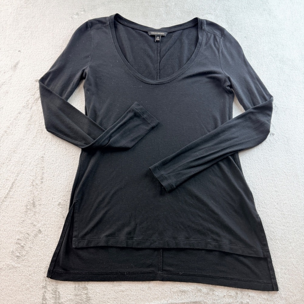 Banana Republic Black Long Sleeve Scoop Neck Modal Tunic Top Women's XS